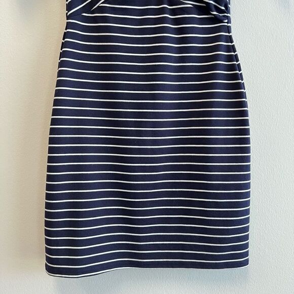 MISS SIXTY Navy White Striped Stretch A-line Midi Dress Women’s Size 4 - Picture 6 of 11